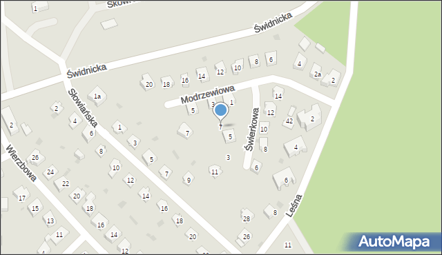 Sobótka, Świerkowa, 7, mapa Sobótka