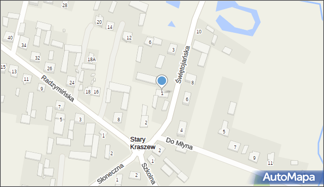 Stary Kraszew, Świętojańska, 1, mapa Stary Kraszew