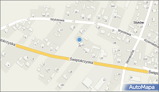 Styków, Świętokrzyska, 19, mapa Styków