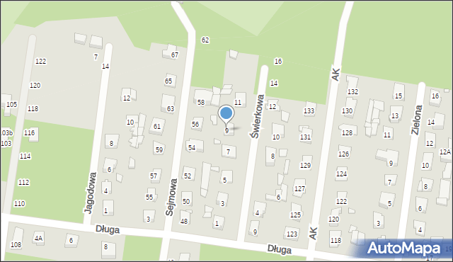 Sulejówek, Świerkowa, 9, mapa Sulejówek