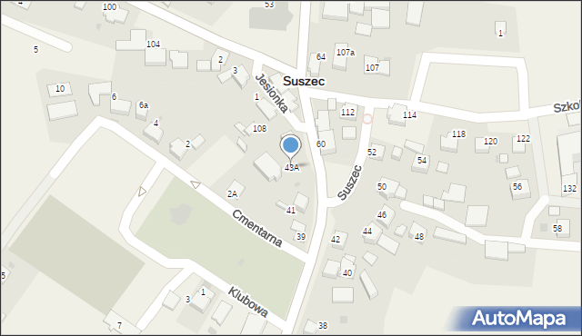 Suszec, św. Jana, 43A, mapa Suszec