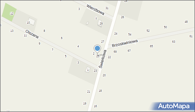 Suszno, Świerkowa, 25, mapa Suszno