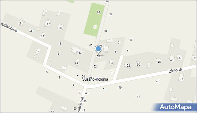 Suszno, Świerkowa, 54, mapa Suszno