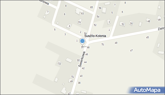 Suszno, Świerkowa, 57, mapa Suszno