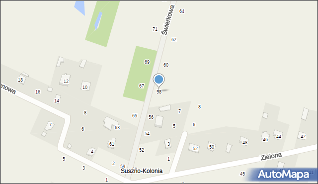 Suszno, Świerkowa, 58, mapa Suszno