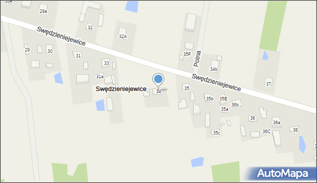 Swędzieniejewice, Swędzieniejewice, 34, mapa Swędzieniejewice