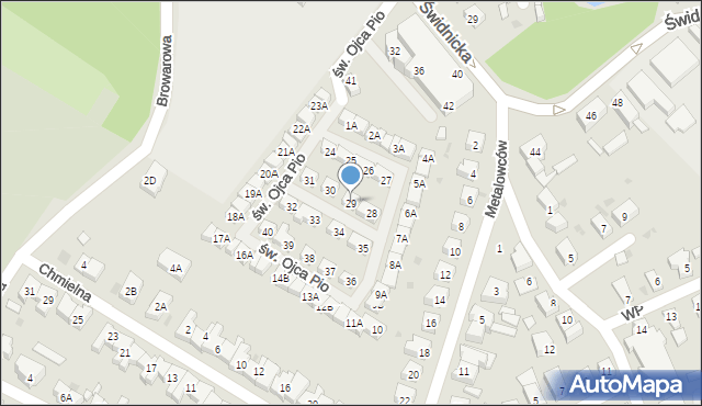 Świebodzice, św. Ojca Pio, 29, mapa Świebodzice