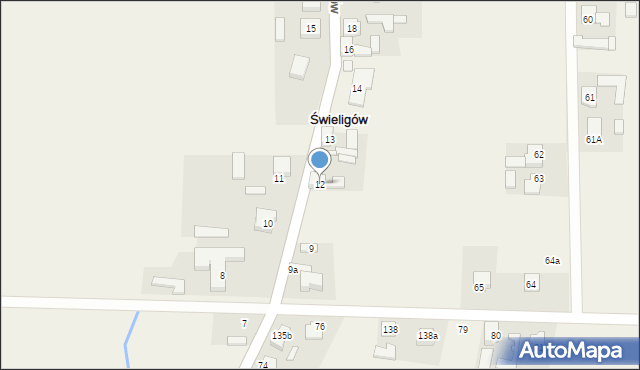 Świeligów, Świeligów, 12, mapa Świeligów