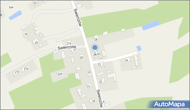 Świerczów, Świerczów, 25, mapa Świerczów