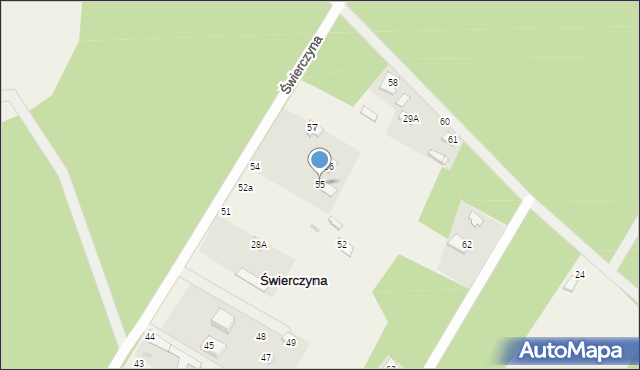 Świerczyna, Świerczyna, 55, mapa Świerczyna