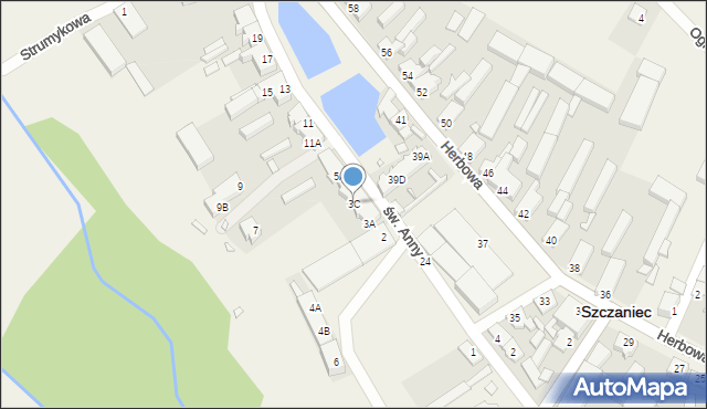 Szczaniec, św. Anny, 3C, mapa Szczaniec