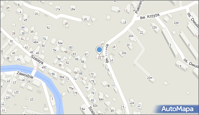 Szczawnica, św. Krzyża, 11, mapa Szczawnica