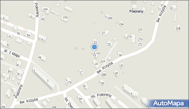 Szczawnica, św. Krzyża, 21, mapa Szczawnica