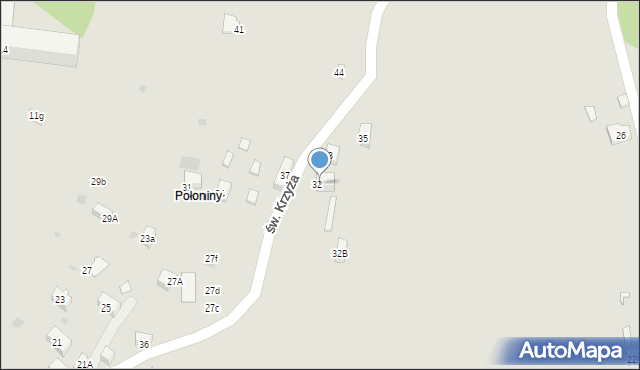 Szczawnica, św. Krzyża, 32a, mapa Szczawnica