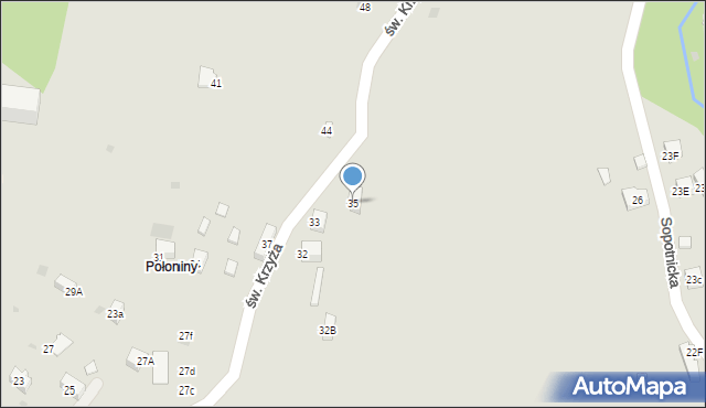 Szczawnica, św. Krzyża, 35, mapa Szczawnica