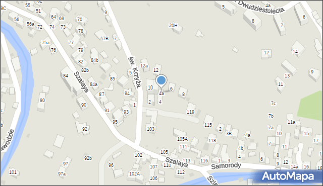 Szczawnica, św. Krzyża, 4a, mapa Szczawnica