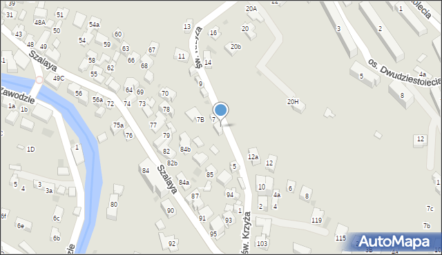 Szczawnica, św. Krzyża, 7A, mapa Szczawnica