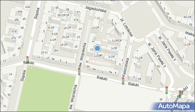 Szczecin, św. Wojciecha, 11-OF, mapa Szczecina