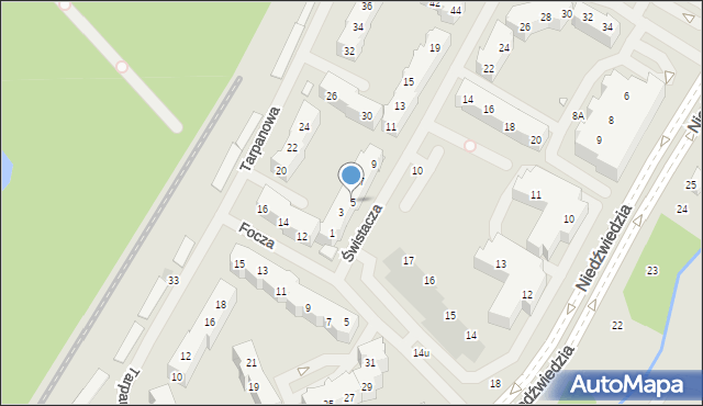 Szczecin, Świstacza, 5, mapa Szczecina