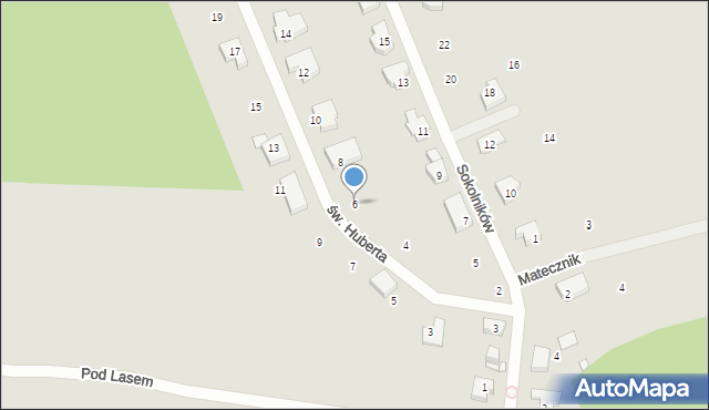 Szczecin, św. Huberta, 6, mapa Szczecina