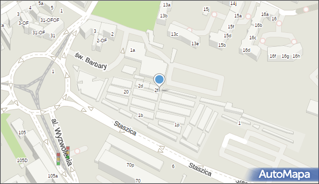 Szczecin, św. Barbary, 2g, mapa Szczecina
