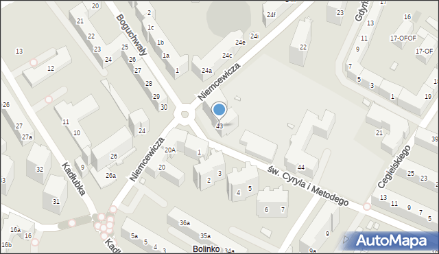 Szczecin, św. Cyryla i Metodego, 43, mapa Szczecina
