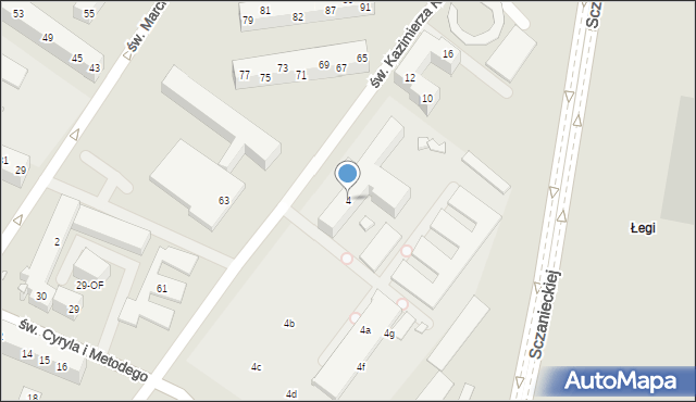 Szczecin, św. Kazimierza Królewicza, 4, mapa Szczecina