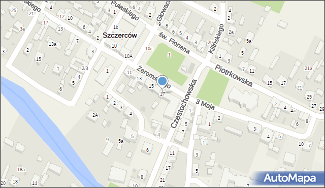 Szczerców, św. Floriana, 17, mapa Szczerców