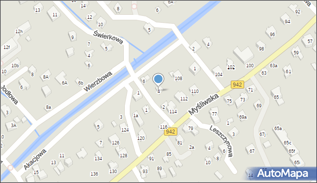 Szczyrk, Świerkowa, 4, mapa Szczyrk