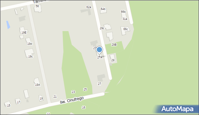 Tarnobrzeg, św. Onufrego, 27A, mapa Tarnobrzegu