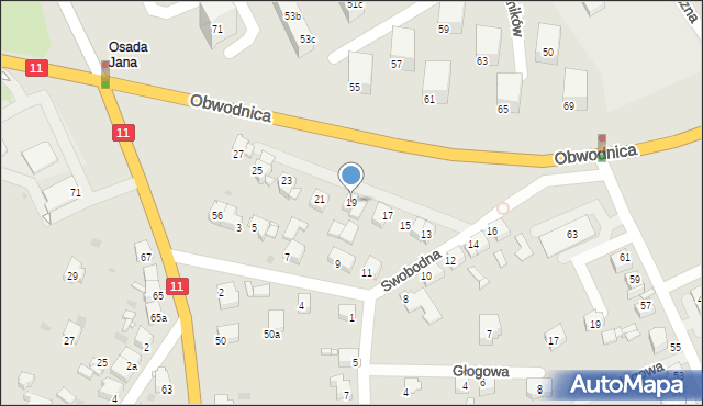 Tarnowskie Góry, Swobodna, 19, mapa Tarnowskie Góry