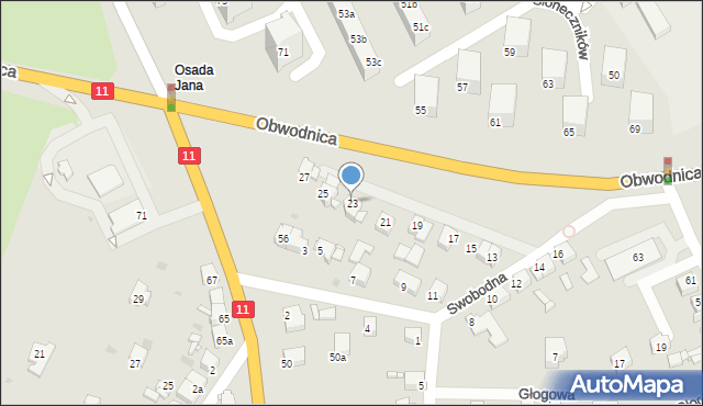 Tarnowskie Góry, Swobodna, 23, mapa Tarnowskie Góry