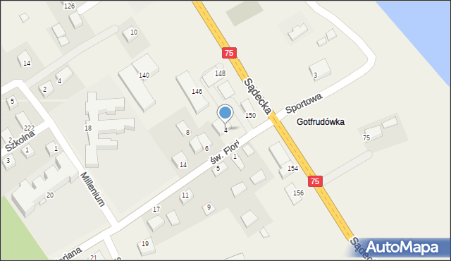 Tęgoborze, św. Floriana, 4, mapa Tęgoborze