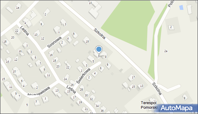 Terespol Pomorski, Świerkowa, 7, mapa Terespol Pomorski