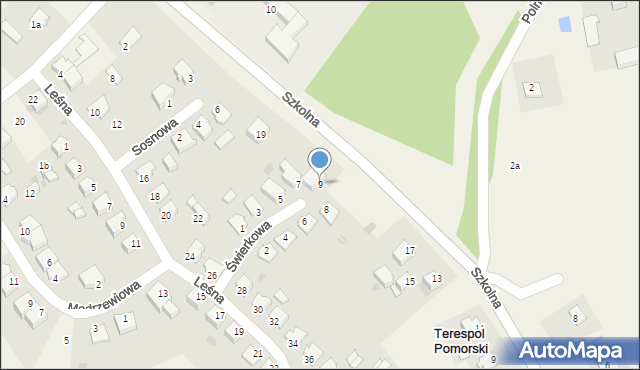 Terespol Pomorski, Świerkowa, 9, mapa Terespol Pomorski