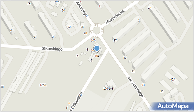 Tomaszów Mazowiecki, św. Antoniego, 104, mapa Tomaszów Mazowiecki