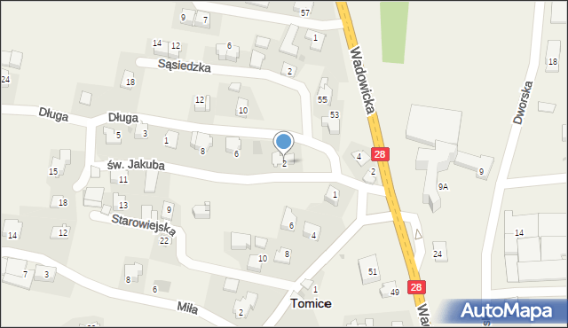 Tomice, św. Jakuba, 2, mapa Tomice