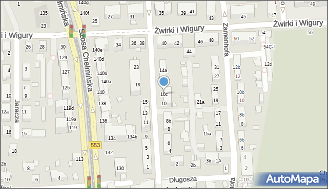 Toruń, św. Boboli Andrzeja, 10c, mapa Torunia