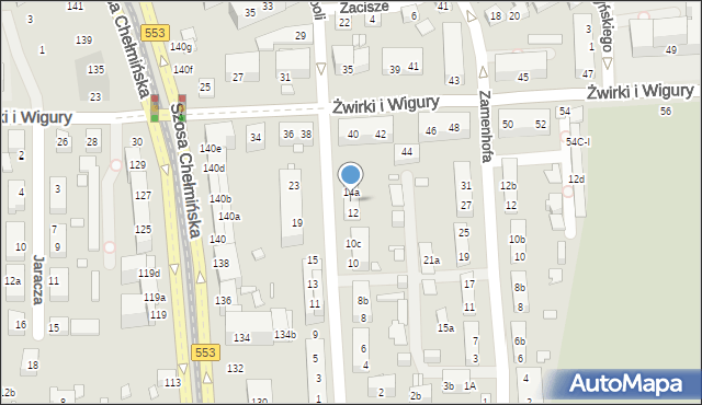 Toruń, św. Boboli Andrzeja, 14, mapa Torunia