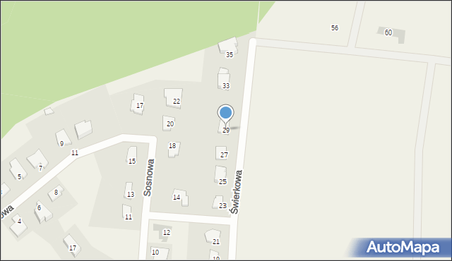 Trękusek, Świerkowa, 29, mapa Trękusek