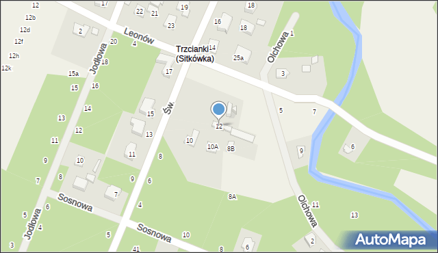 Trzcianki Osada, Świerkowa, 12, mapa Trzcianki Osada