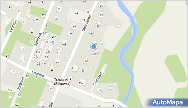 Trzcianki Osada, Świerkowa, 20, mapa Trzcianki Osada