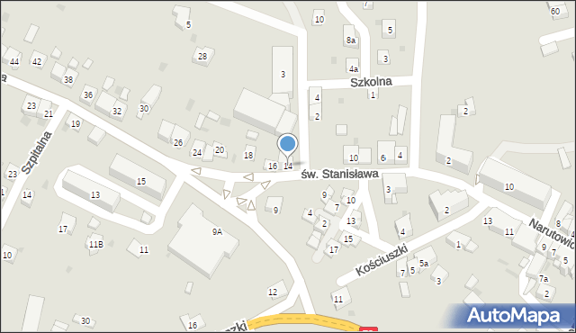 Trzebinia, św. Stanisława, 14, mapa Trzebinia