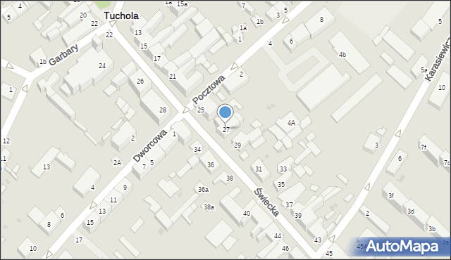 Tuchola, Świecka, 27, mapa Tuchola