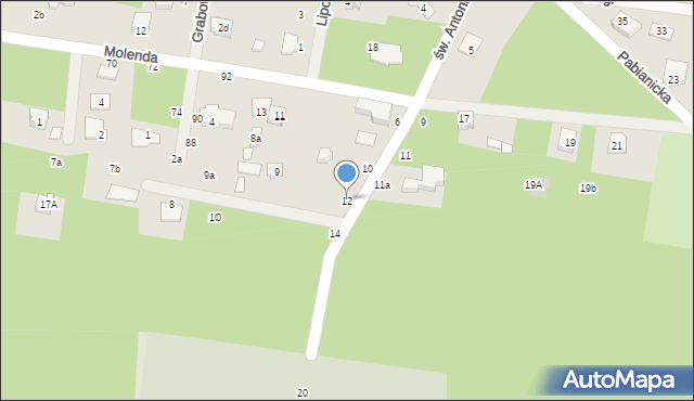 Tuszyn, św. Antoniego, 12, mapa Tuszyn