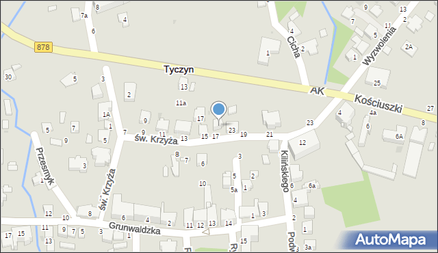 Tyczyn, św. Krzyża, 21, mapa Tyczyn