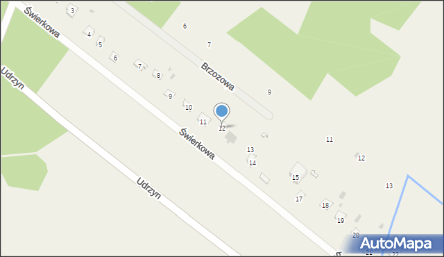 Udrzyn, Świerkowa, 12, mapa Udrzyn