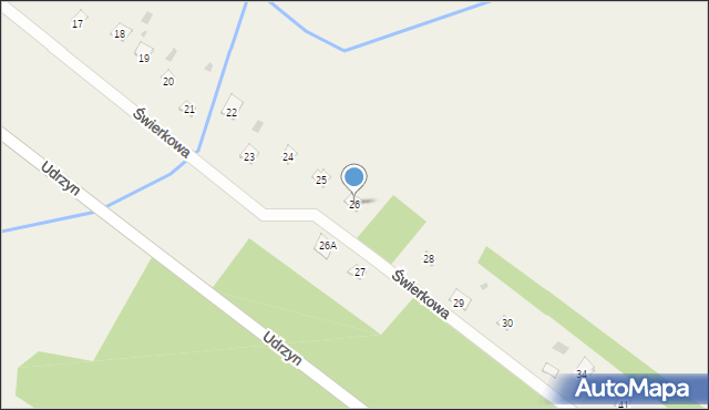 Udrzyn, Świerkowa, 26, mapa Udrzyn