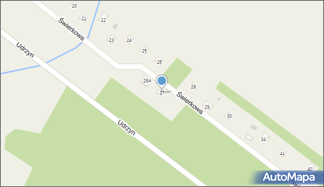 Udrzyn, Świerkowa, 27, mapa Udrzyn