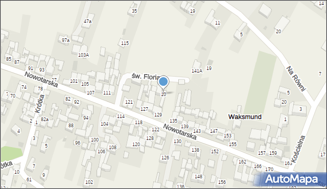 Waksmund, św. Floriana, 10, mapa Waksmund